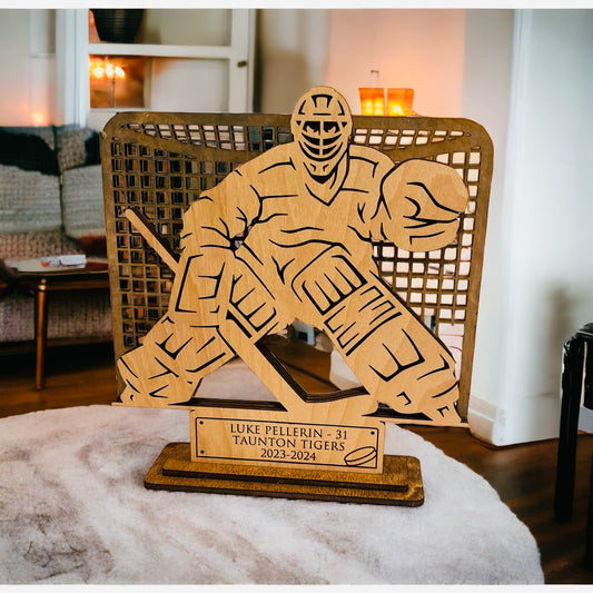 Hockey Goalie Stand Up Plaque With Net