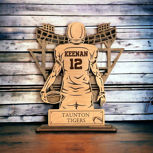 Football Stand Up Plaque with Stadium