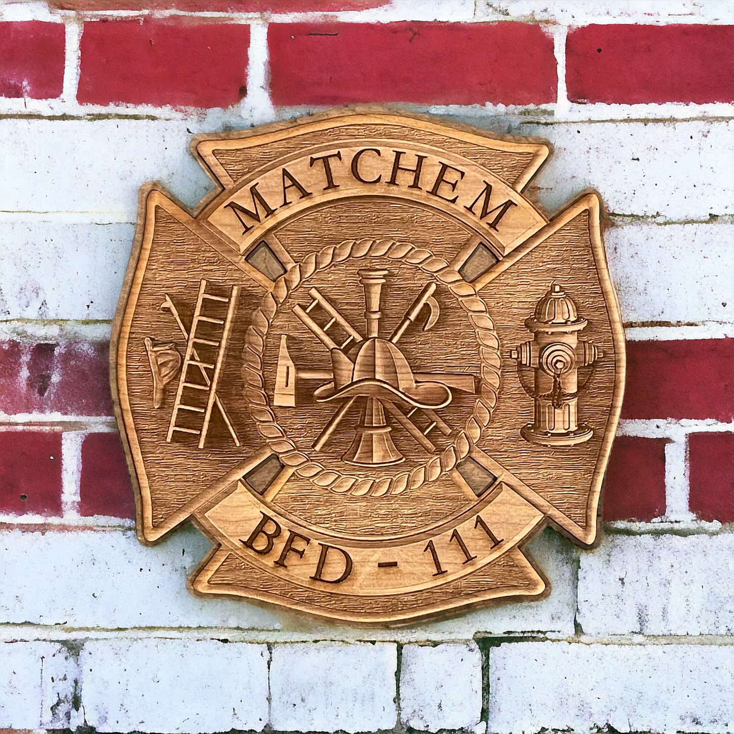 Firefighter Maltese Cross Engraved Plaque