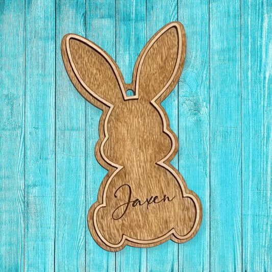 Wood Easter Bunny Basket Tag